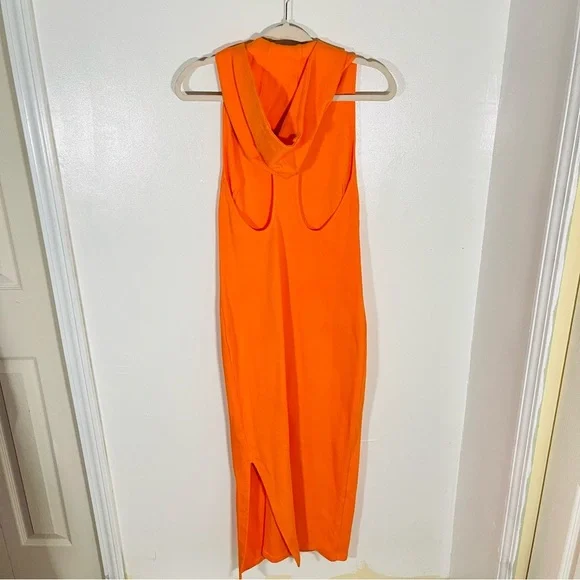 NEW Victor Glemaud Cut Out Hooded Dress Orange